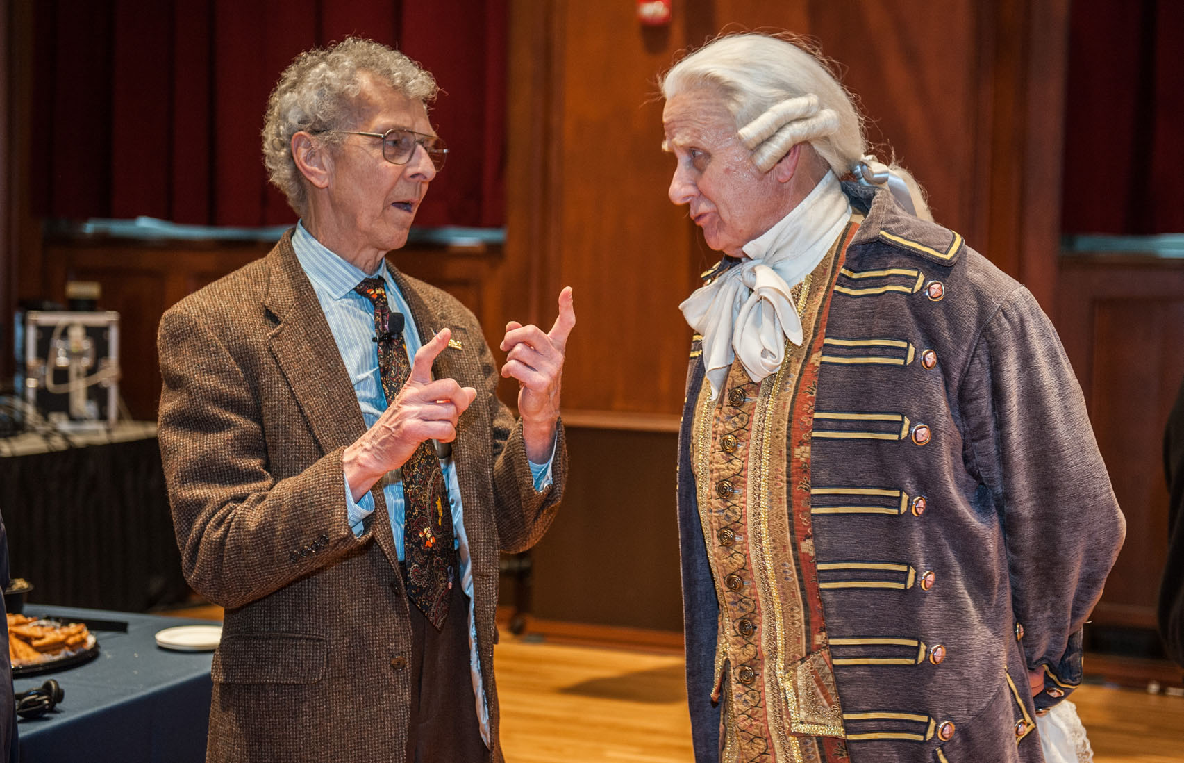 Bob discusses The Invisible Hand with "Adam Smith" at the launch of The Real Adam Smith: A Personal Exploration by Johan Norberg at International House at the University of Chicago in 2016.