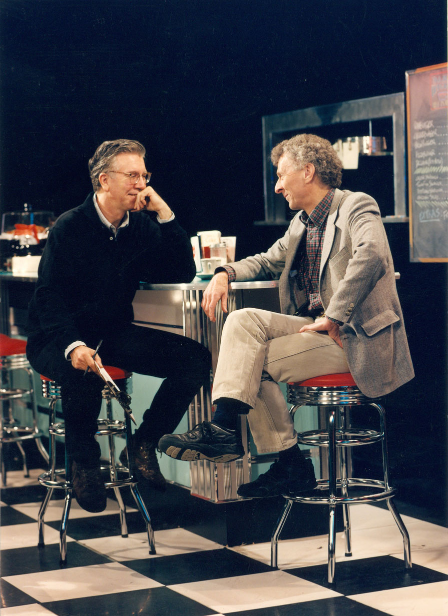 Bob and Dennis Deal take a break on the set of Damn Right, in New York City.