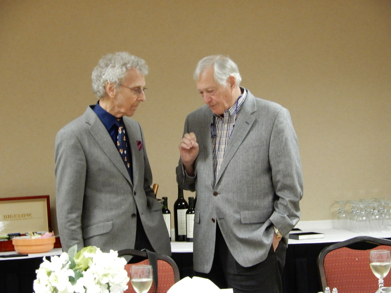 Bob and Tom Skinner discuss ideas at the 2019 Producers Meeting in Pittsburgh, Pennsylvania.