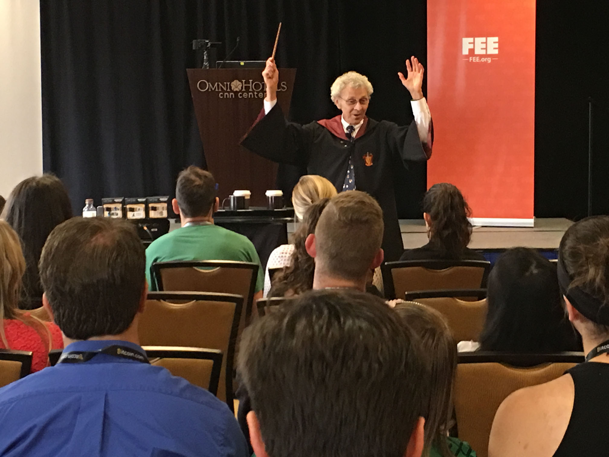 Let the magic begin! Bob entertains and educates attendees at the 2017 FeeCon in Atlanta, with his session on Hogwarts and the Libertarian Wizards. 