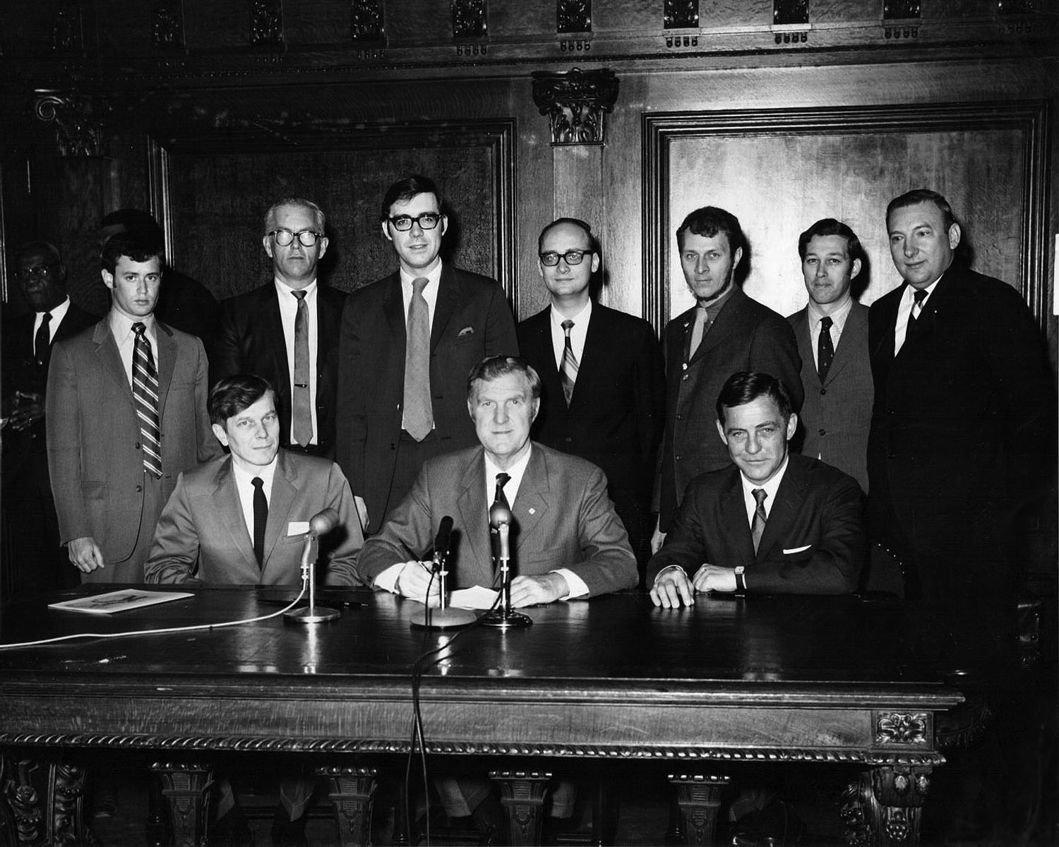 Bob Chitester and Thomas Skinner were included in a 1968 group shot of the Pennsylvania Public Television Network.