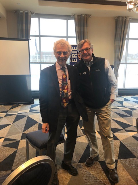 Bob Chitester, founder of WQLN, and Tom New, current President of WQLN, connected at a January 2020 Rotary Club gathering in Erie, PA.