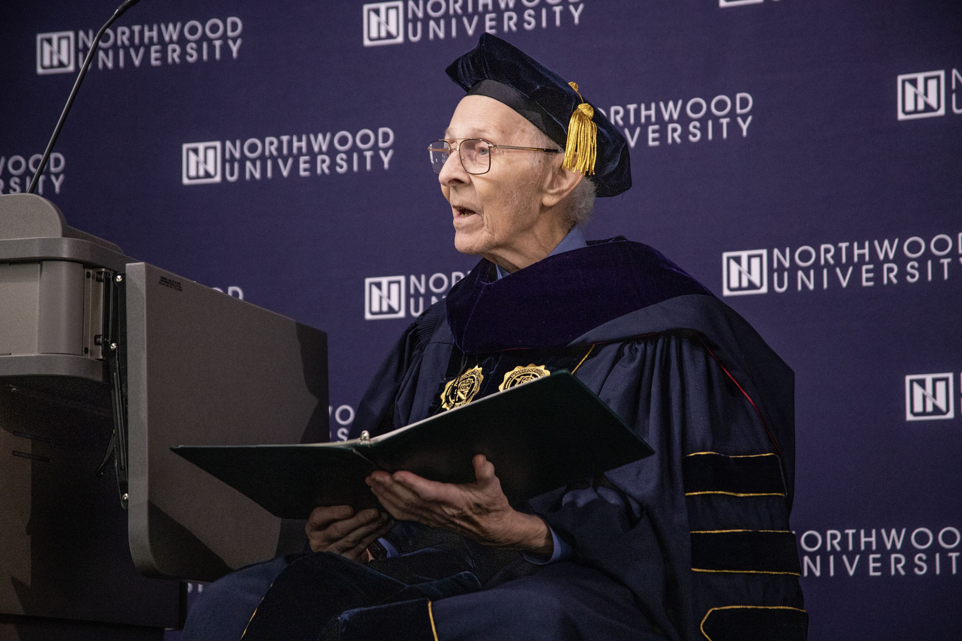 Anyone who knows Bob knows that every meeting, speech, or dinner is not complete without a song or poem. Northwood University received both from him that day.